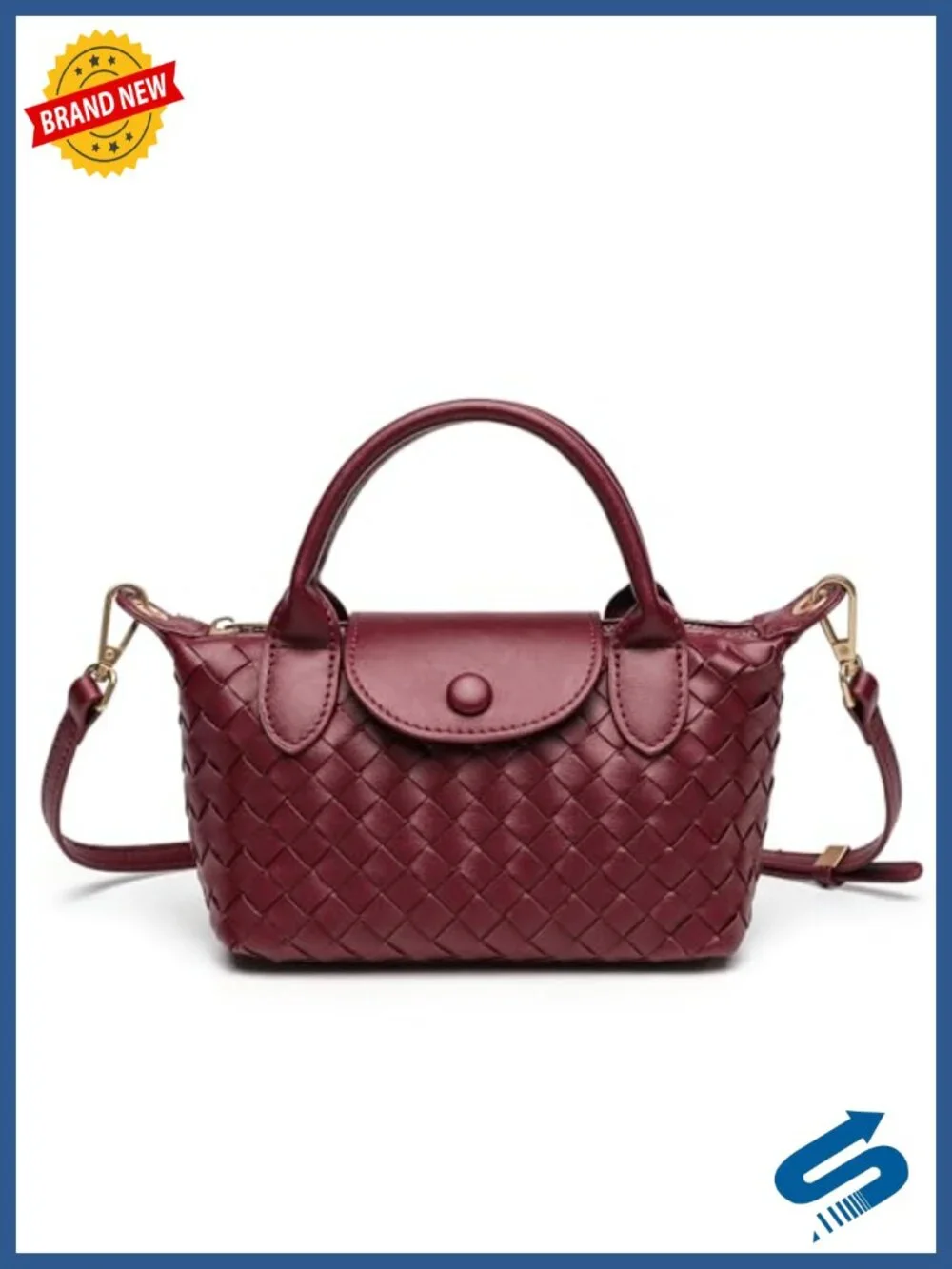 Handwoven Vegan Leather Dumpling Crossbody Bag with Adjustable Strap